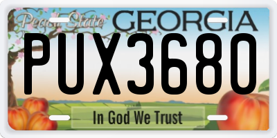 GA license plate PUX3680