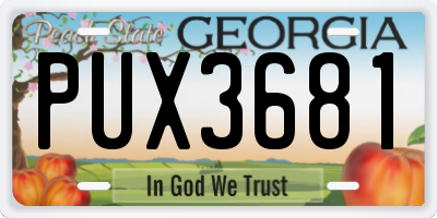 GA license plate PUX3681