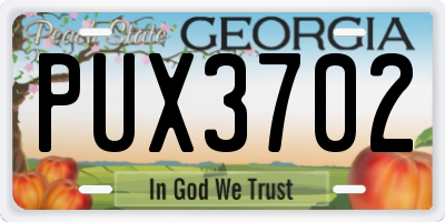 GA license plate PUX3702