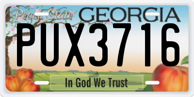 GA license plate PUX3716