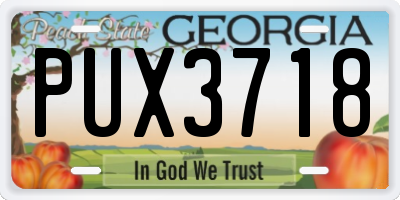 GA license plate PUX3718