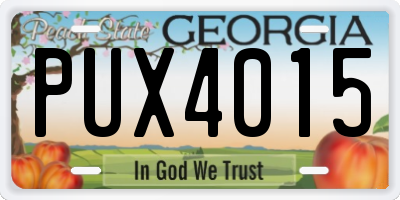 GA license plate PUX4015