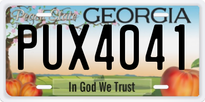 GA license plate PUX4041