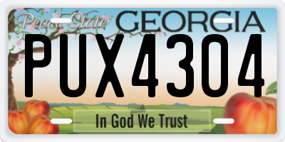 GA license plate PUX4304
