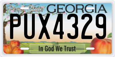 GA license plate PUX4329
