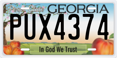 GA license plate PUX4374