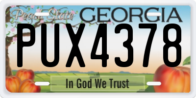 GA license plate PUX4378