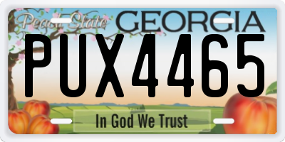 GA license plate PUX4465