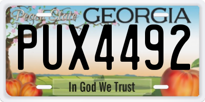 GA license plate PUX4492