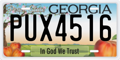 GA license plate PUX4516