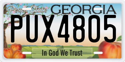 GA license plate PUX4805