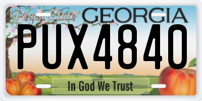 GA license plate PUX4840