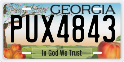 GA license plate PUX4843