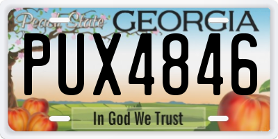 GA license plate PUX4846