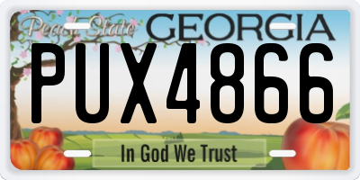 GA license plate PUX4866