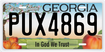 GA license plate PUX4869