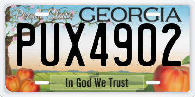 GA license plate PUX4902