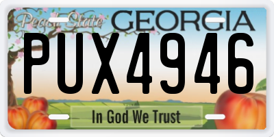 GA license plate PUX4946