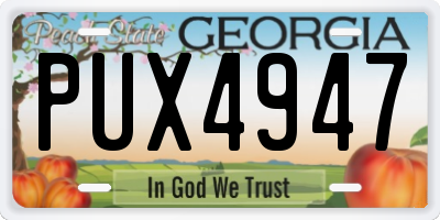 GA license plate PUX4947