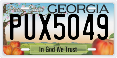 GA license plate PUX5049