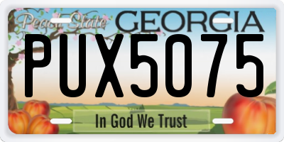 GA license plate PUX5075