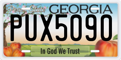 GA license plate PUX5090