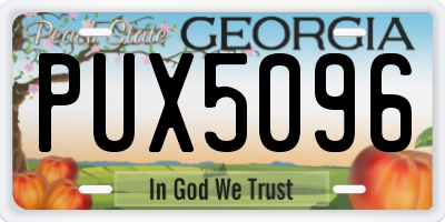 GA license plate PUX5096