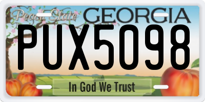 GA license plate PUX5098