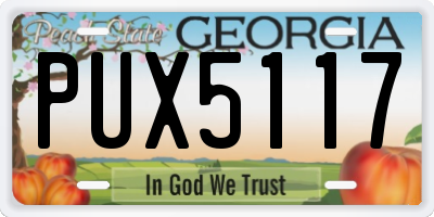 GA license plate PUX5117
