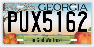 GA license plate PUX5162