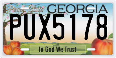 GA license plate PUX5178