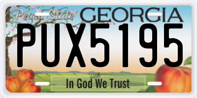 GA license plate PUX5195