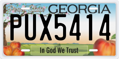 GA license plate PUX5414