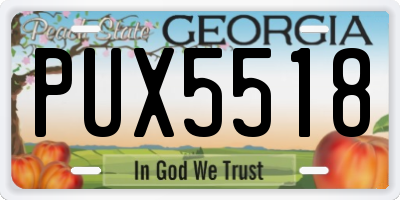 GA license plate PUX5518