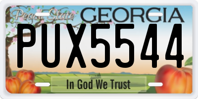 GA license plate PUX5544