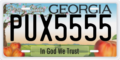 GA license plate PUX5555