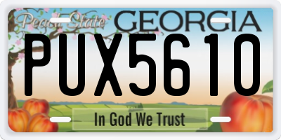 GA license plate PUX5610