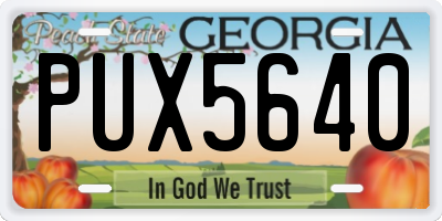 GA license plate PUX5640