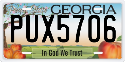 GA license plate PUX5706