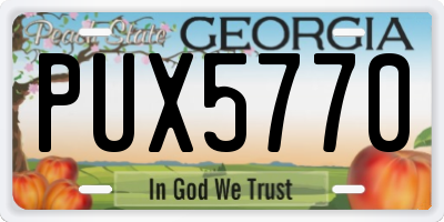 GA license plate PUX5770