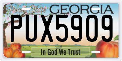 GA license plate PUX5909