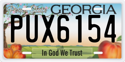 GA license plate PUX6154