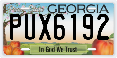 GA license plate PUX6192
