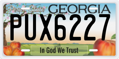 GA license plate PUX6227