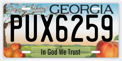 GA license plate PUX6259