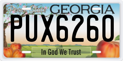 GA license plate PUX6260