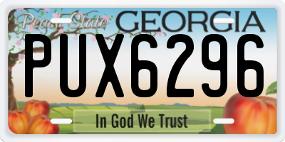 GA license plate PUX6296