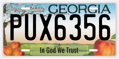 GA license plate PUX6356
