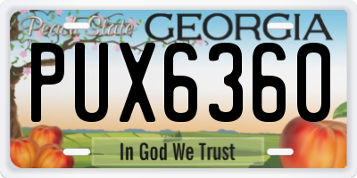 GA license plate PUX6360