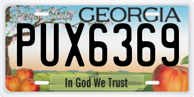 GA license plate PUX6369